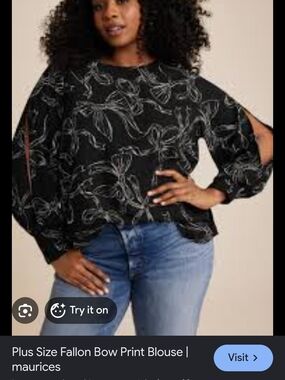 Maurices Plus Size Black Bow Print Blouse